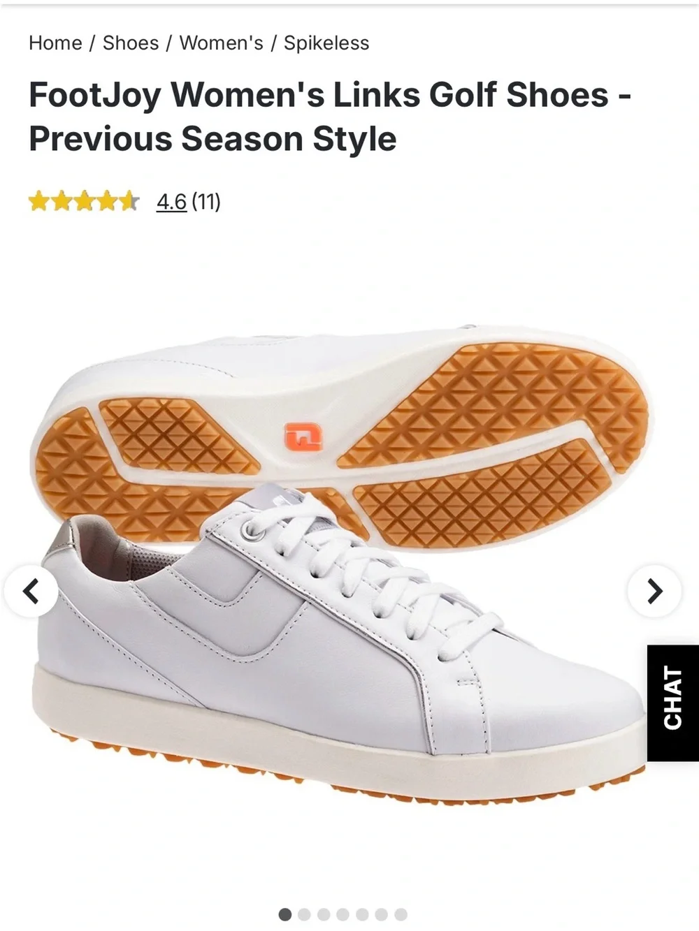 FootJoy White Leather Sneakers with Orange Insoles